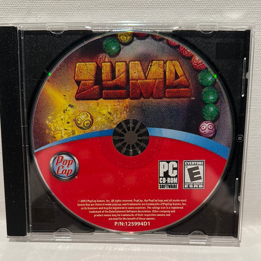 Used ZUMA PC CD-ROM Software Game- Rated E.
